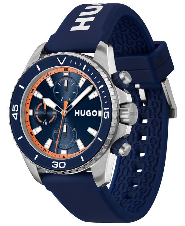ヒューゴボス メンズ アクセサリー 腕時計 Hugo Boss Mens Dive Quartz Multifunction Blue Silicone Watch 44mm Blue ブルー ヒューゴボス メンズ アクセサリー 腕時計 Hugo Boss Mens Dive Quartz Multifunction Blue Silicone Watch 44mm Blue ブルー