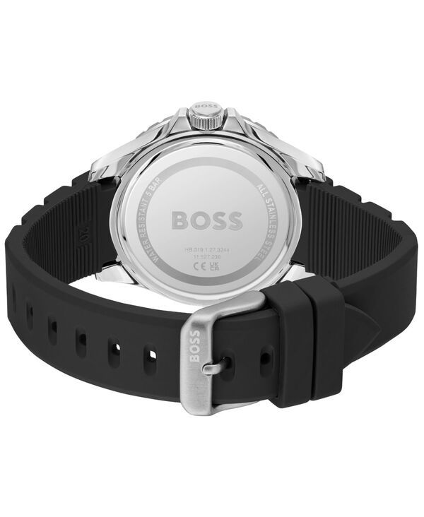 ヒューゴボス メンズ アクセサリー 腕時計 Hugo Boss Mens Troper Sport Quartz Basic Calendar Black Silicone Watch 42mm Black ブラック
