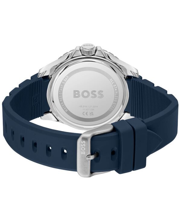 ヒューゴボス メンズ アクセサリー 腕時計 Hugo Boss Mens Troper Sport Quartz Basic Calendar Blue Silicone Watch 42mm Blue ブルー