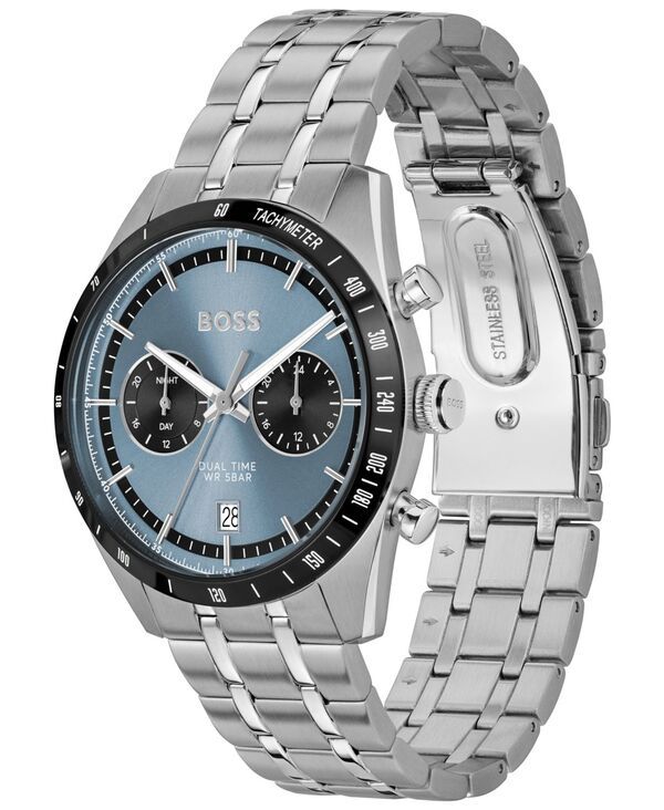 ヒューゴボス メンズ アクセサリー 腕時計 Tシャツ Hugo Boss Mens Tourmaster Quartz Multifunction Stainless Steel Watch 41mm Silvertone シルバー