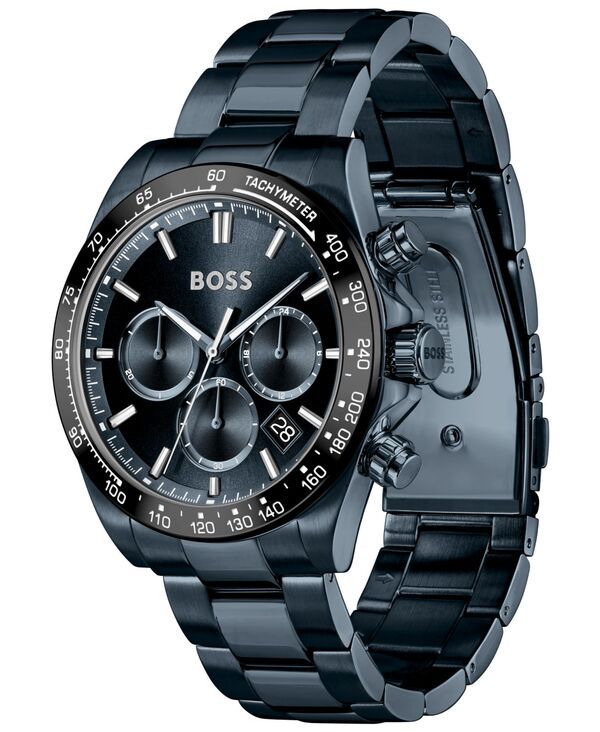 ヒューゴボス メンズ アクセサリー 腕時計 Tシャツ Hugo Boss Mens Hero 20 Quartz Fashion Chrono Ionic Plated Blue Steel Watch 44mm Blue ブルー