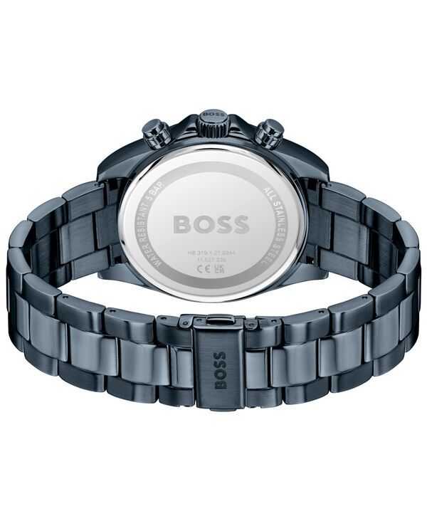 ヒューゴボス メンズ アクセサリー 腕時計 Tシャツ Hugo Boss Mens Hero 20 Quartz Fashion Chrono Ionic Plated Blue Steel Watch 44mm Blue ブルー