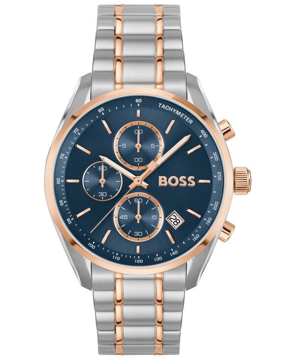 ヒューゴボス メンズ アクセサリー 腕時計 Tシャツ Hugo Boss Mens Grand Prix 40 Quartz Fashion Chrono Two Tone Stainless Steel Watch 40mm Twotone