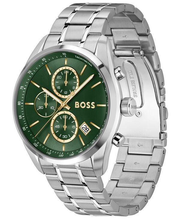 ヒューゴボス メンズ アクセサリー 腕時計 Tシャツ Hugo Boss Mens Grand Prix 44 Quartz Fashion Chrono Stainless Steel Watch 4450mm Silvertone シルバー ヒューゴボス メンズ アクセサリー 腕時計 Tシャツ Hugo Boss Mens Grand Prix 44 Quartz Fashion Chrono Stainless Steel Watch 4450mm Silvertone シルバー