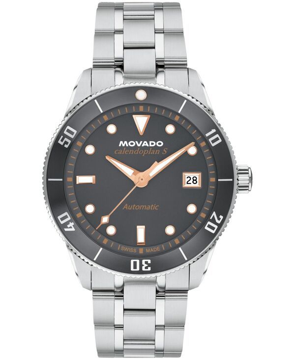 モバド メンズ アクセサリー 腕時計 Tシャツ Movado Mens Calendoplan S Swiss Automatic StainlessSteel Watch 40mm SilverTone シルバー