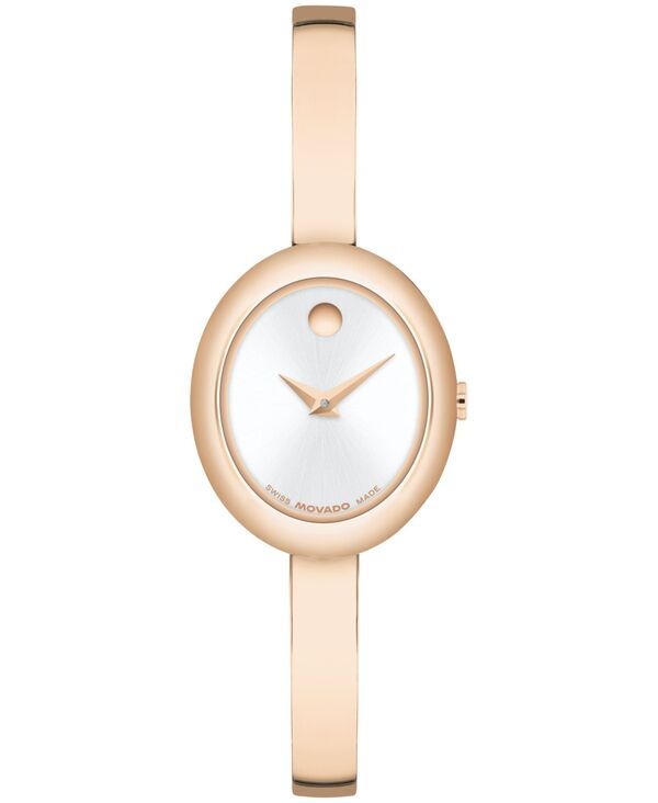モバド レディース アクセサリー 腕時計 Movado Womens Museum Oval Bangle Swiss Quartz Rose PVD Watch 22 x 26mm RoseGold ゴールド