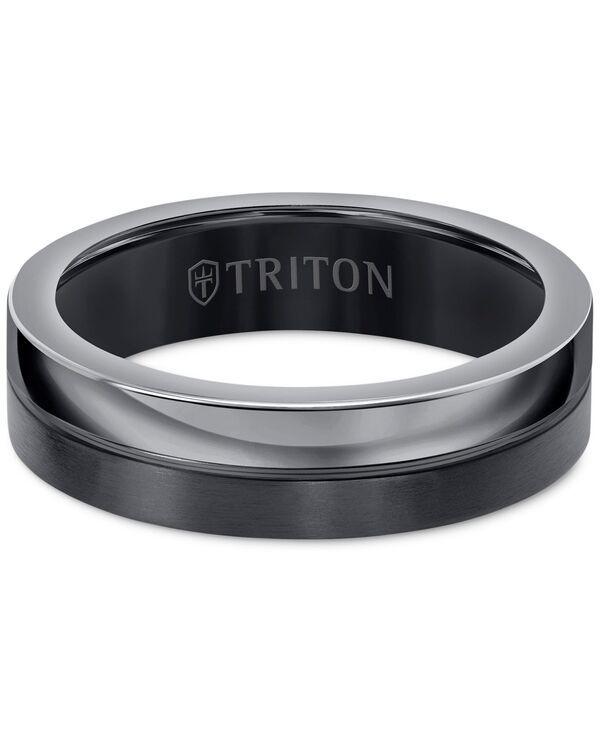 トリトン メンズ アクセサリー リング Triton Mens TwoTone Textured Insert Wedding Band in Titanium Black ブラック トリトン メンズ アクセサリー リング Triton Mens TwoTone Textured Insert Wedding Band in Titanium Black ブラック