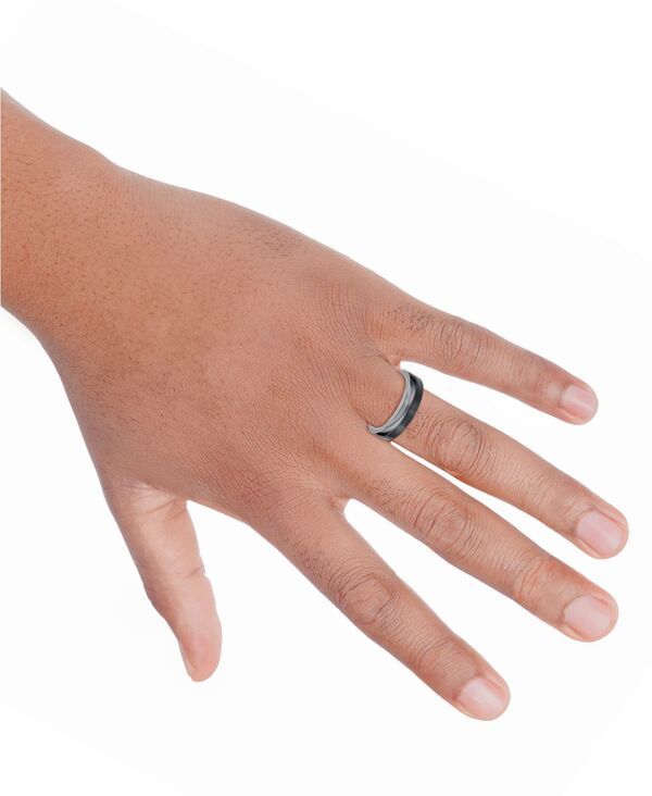 トリトン メンズ アクセサリー リング Triton Mens TwoTone Textured Insert Wedding Band in Titanium Black ブラック トリトン メンズ アクセサリー リング Triton Mens TwoTone Textured Insert Wedding Band in Titanium Black ブラック