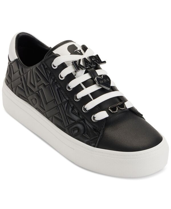 カール ラガーフェルド レディース シューズ スニーカー レース KARL LAGERFELD PARIS Cate Karl Box LaceUp LowTop Sneakers Black Bright White ホワイト