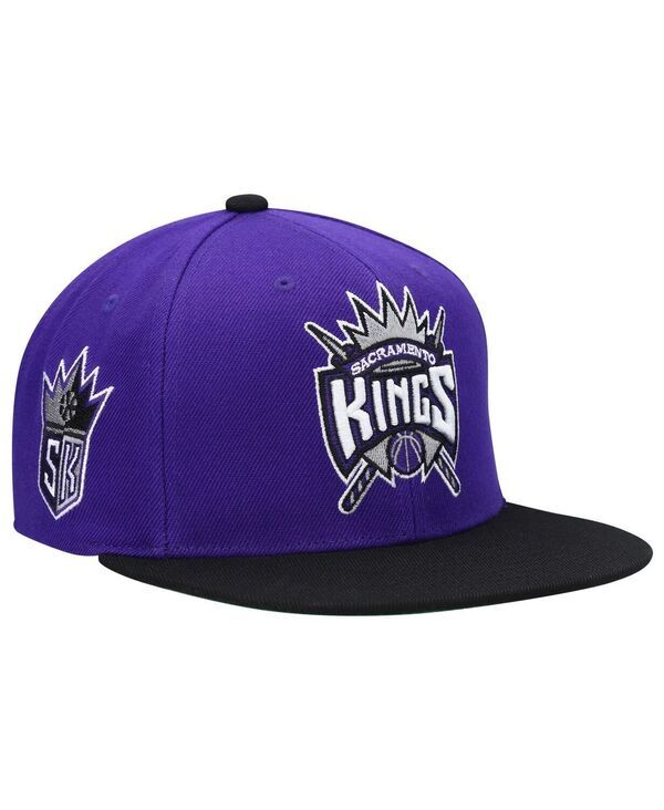 ミッチェルネス メンズ アクセサリー 帽子 Mitchell Ness Mens Purple and Black Sacramento Kings Hardwood Classics Snapback Hat Purple Black ブラック