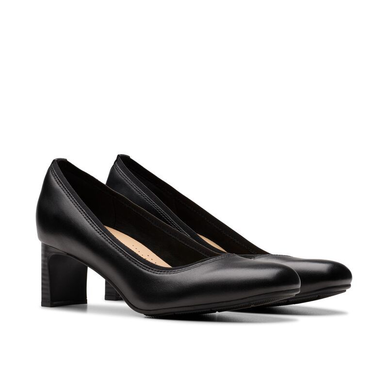 クラークス レディース シューズ ヒール Clarks Anelise Nora Black Leather ブラック