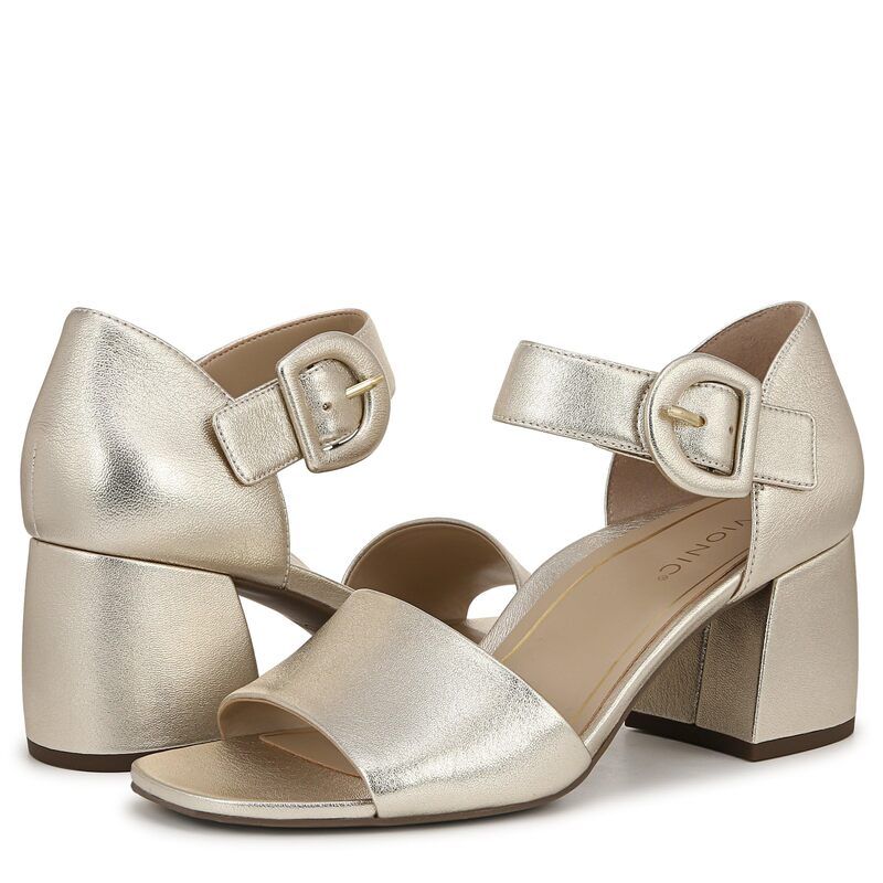 バイオニック レディース シューズ ヒール アンクル VIONIC Chardonnay Ankle Straps Gold Metal Leat ゴールド