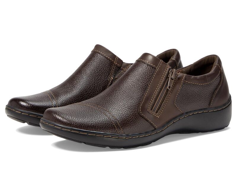 クラークス レディース シューズ スリッポン・ローファー Clarks Cora Giny Dark Brown Tumb ブラウン