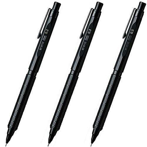 [セット買い]ぺんてる シャープペン オレンズネロ 0.2mm PP3002-A & 0.3mm PP3003-A & 0.5mm PP3005-Aｍａ