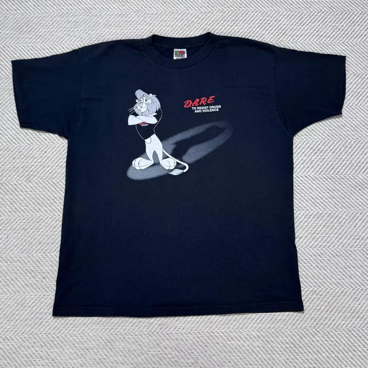 (XL) 90s ヴィンテージ DARE ライアン ブラック Tシャツ WHO フルーツ