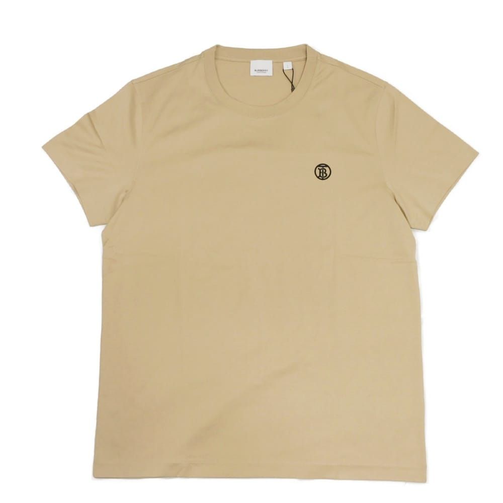 BURBERRY バーバリー モノグラム TBロゴ クルーネック カットソー L 180/100A 未使用 TB サークル ステッチ コットン ベージュ 半袖Ｔシャツ 8053424