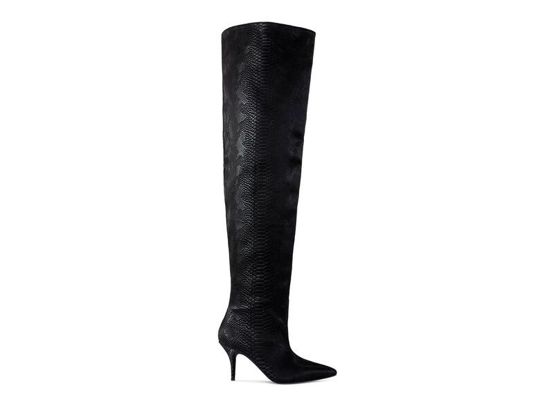 アザレア ワン レディース シューズ ブーツ・レインブーツ Azalea Wang Halina OverTheKnee Boot Black Snake Print ブラック