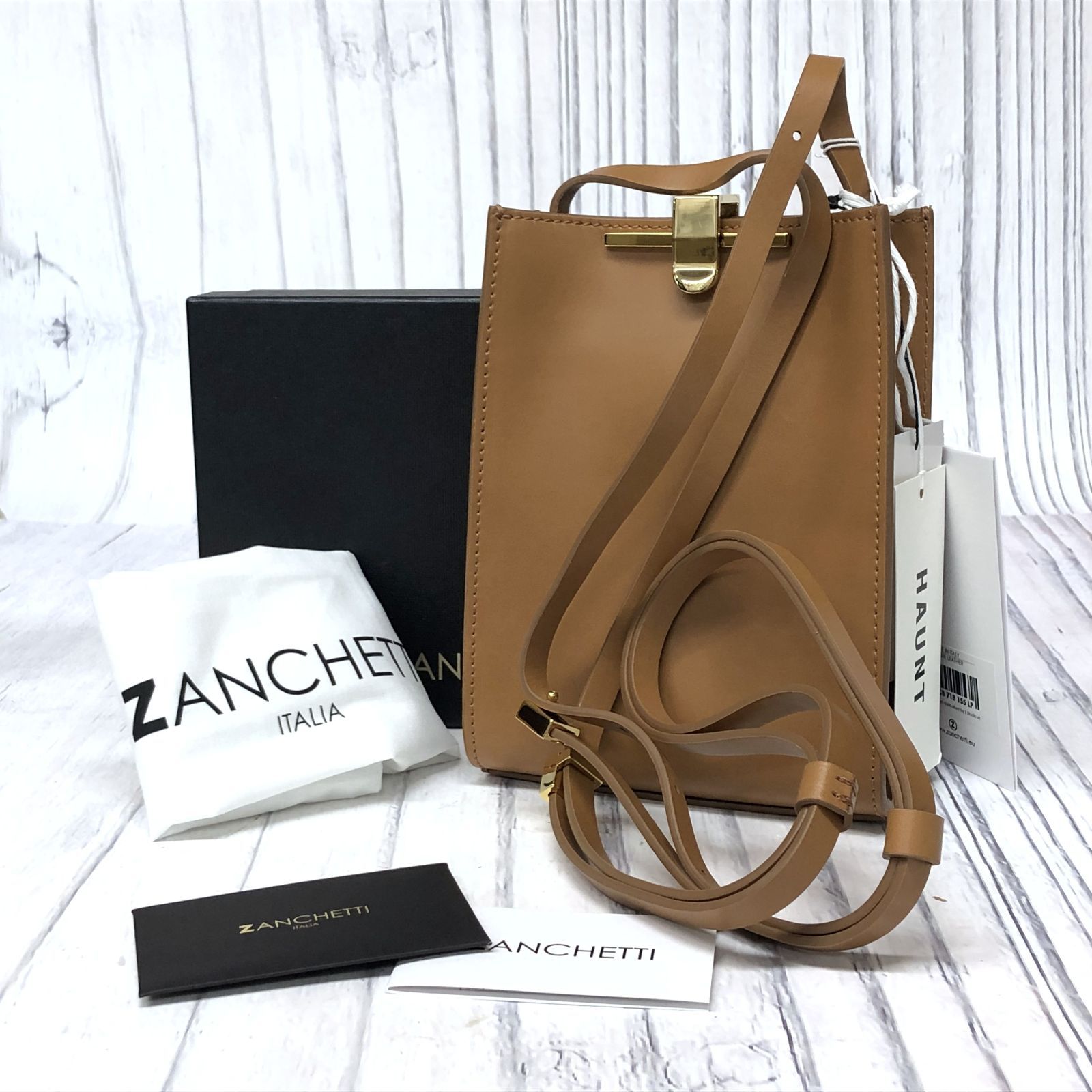 m001L X(60) ZANCHETTI ザンケッティ アムレット ポシェット レザー ショルダーバッグ クロスボディ キャラメル ブラウン ゴールド金具 24Kメッキ イタリア製 ザンチェッティ AMLET CARAMEL MADE IN ITALY