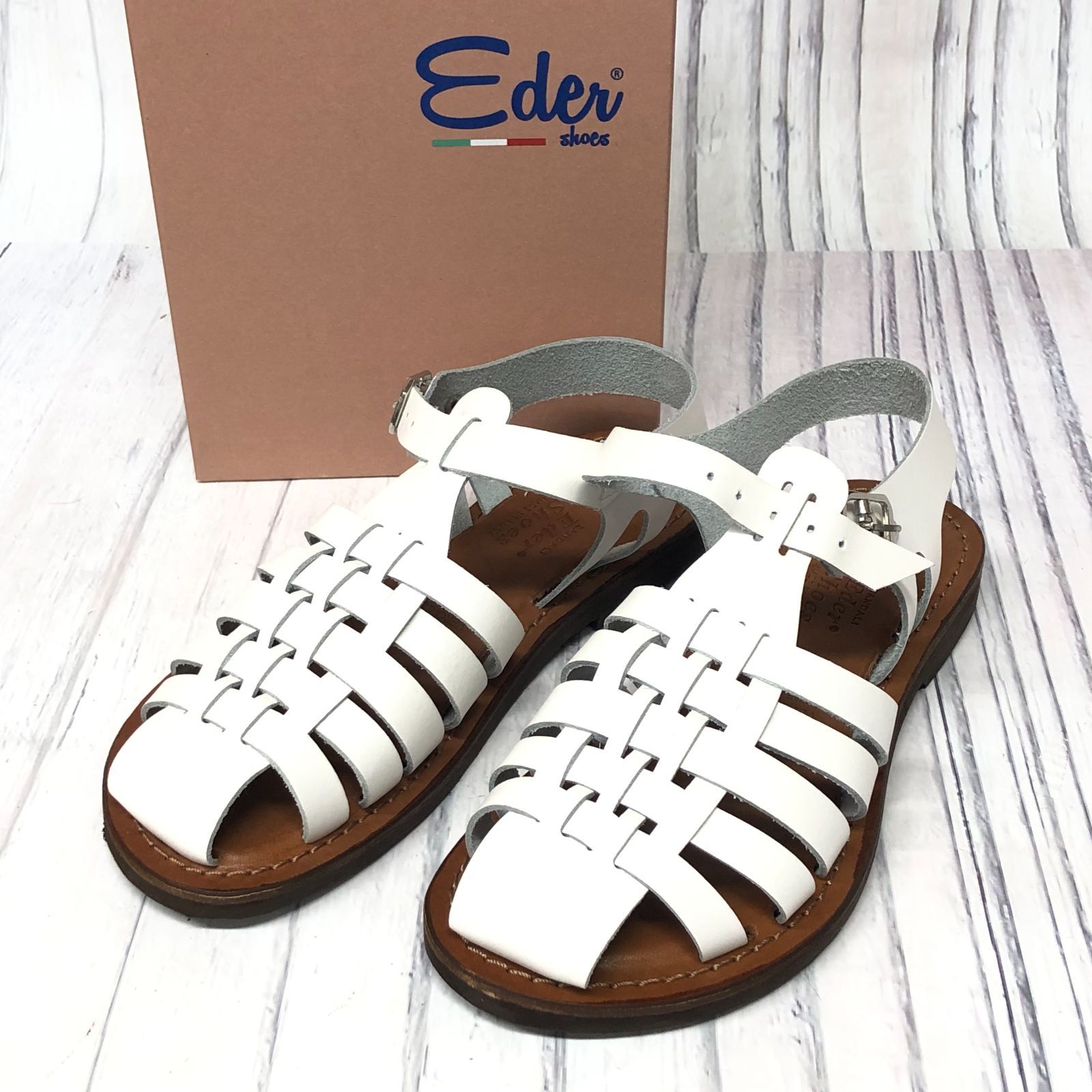 m001L X(80) eder shoes サンダル #37 ホワイト イタリア製 6174