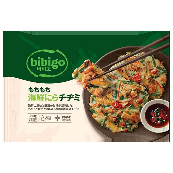 CJジャパン bibigo もちもち海鮮 にら チヂミ 210g×16袋入 冷凍商品| 送料無料 冷凍 おかず ビビゴ 海鮮チヂミ 韓国 要冷凍 惣菜 簡単 ケース買い まとめ買い 業者 仕入れ ストック 大量