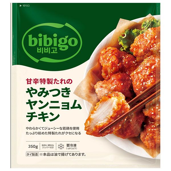 CJジャパン bibigo 甘辛特製たれの やみつき ヤンニョムチキン 350g×12袋入 冷凍商品| 送料無料 おかず ビビゴ ヤンニョム チキン 要冷凍 惣菜 簡単 韓国 ケース買い まとめ買い 業者 仕入れ ストック 大量 焼肉 BBQ バーベキュー