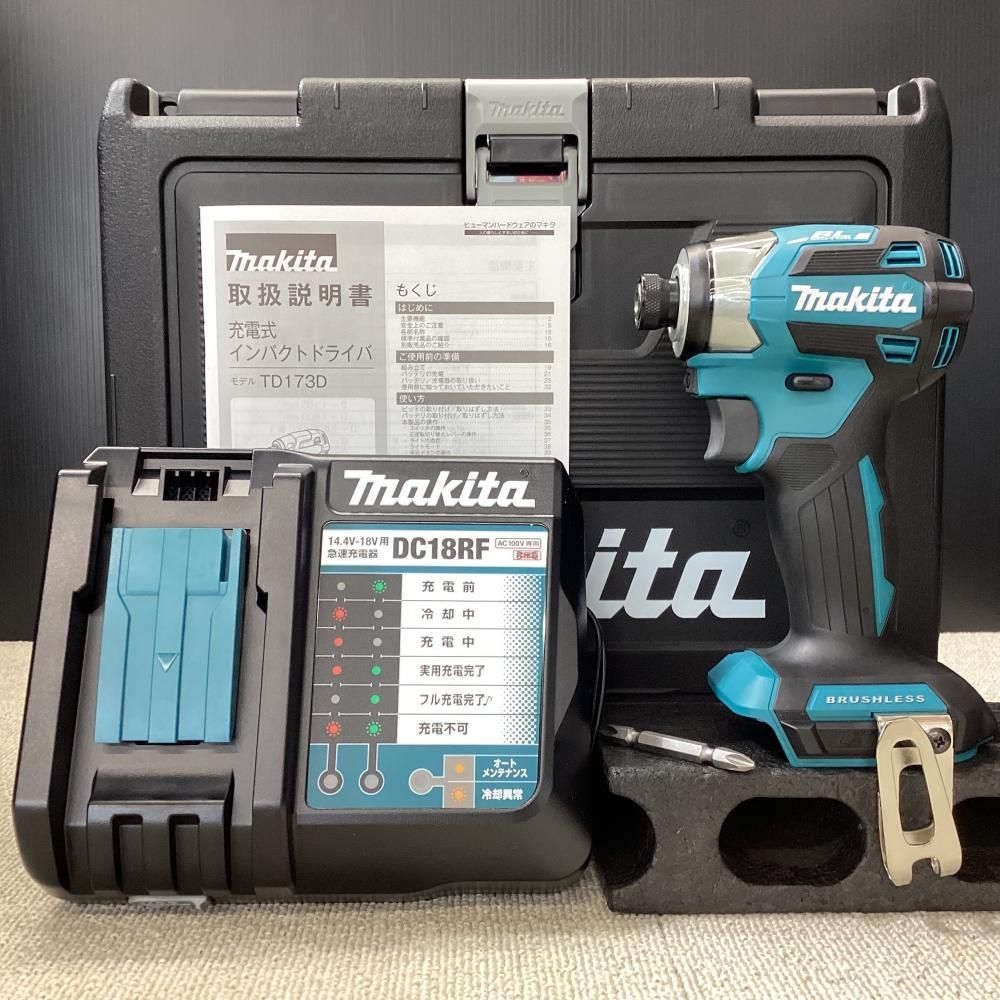 【未使用】makita/マキタ TD173D 18V充電式インパクトドライバ 青(本体+充電器+ケース)【203】