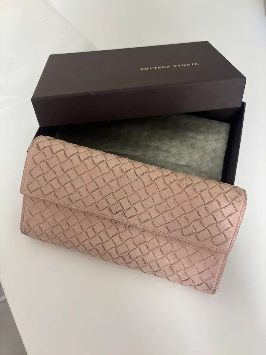 ボッテガ・ヴェネタ イントレチャート 長財布 ピンク