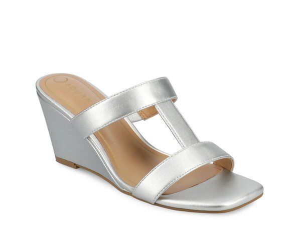 ジャーニー レディース シューズ サンダル Journee Clodie Wedge Sandal Silver Metallic シルバー