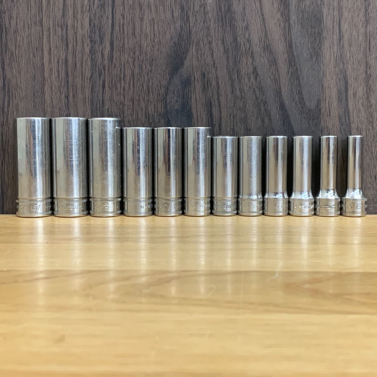 【定番名機】Snap-on 3/8SQ ディープソケット 12本セット SFSM8〜SFSM19