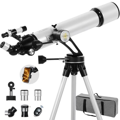 【新品】天体望遠鏡 90mm大口径 700mm焦点距離 - Vertisteel AZマウント、高精度微動調整 (28x-210x)、初心者・大人・子供に最適、ワイヤレスリモコン・スマホアダプター・キャリーバッグ付き (ホワイト) 41e6ddc6