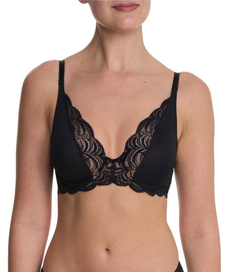 ナトリ レディース アンダーウェア ブラジャー Tシャツ レース Natori Persuasion Lace Convertible Plunge TShirt Bra Black ブラック