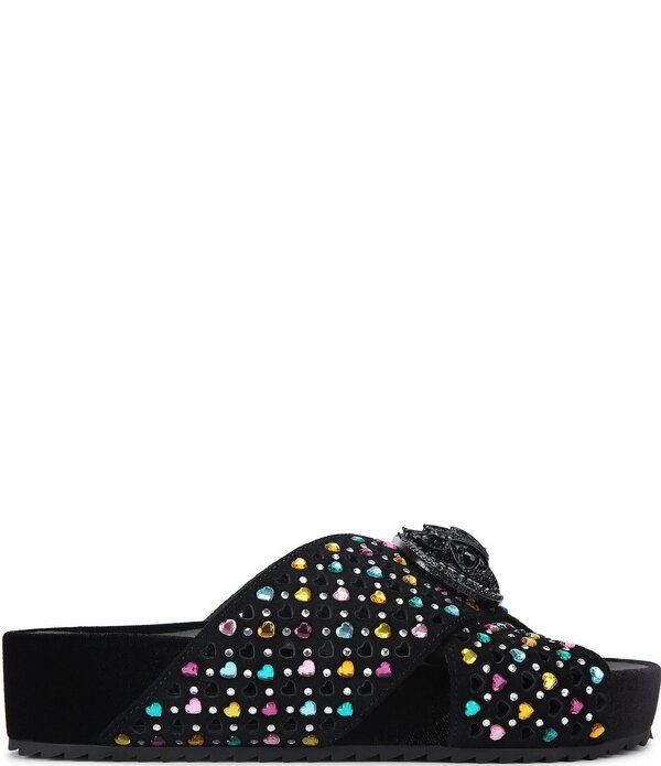 カートジェイガーロンドン レディース シューズ サンダル チェルシー Kurt Geiger London Chelsea Heart Embellished Crosstrap Slide Sandals Black Combo ブラック