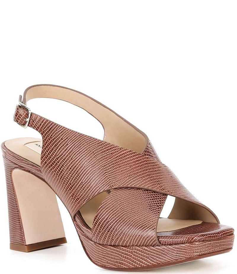 アントニオ メラーニ レディース シューズ サンダル プラットフォーム レザー Antonio Melani Dana Stamped Leather Platform Xband Slingback Sandals Papaya