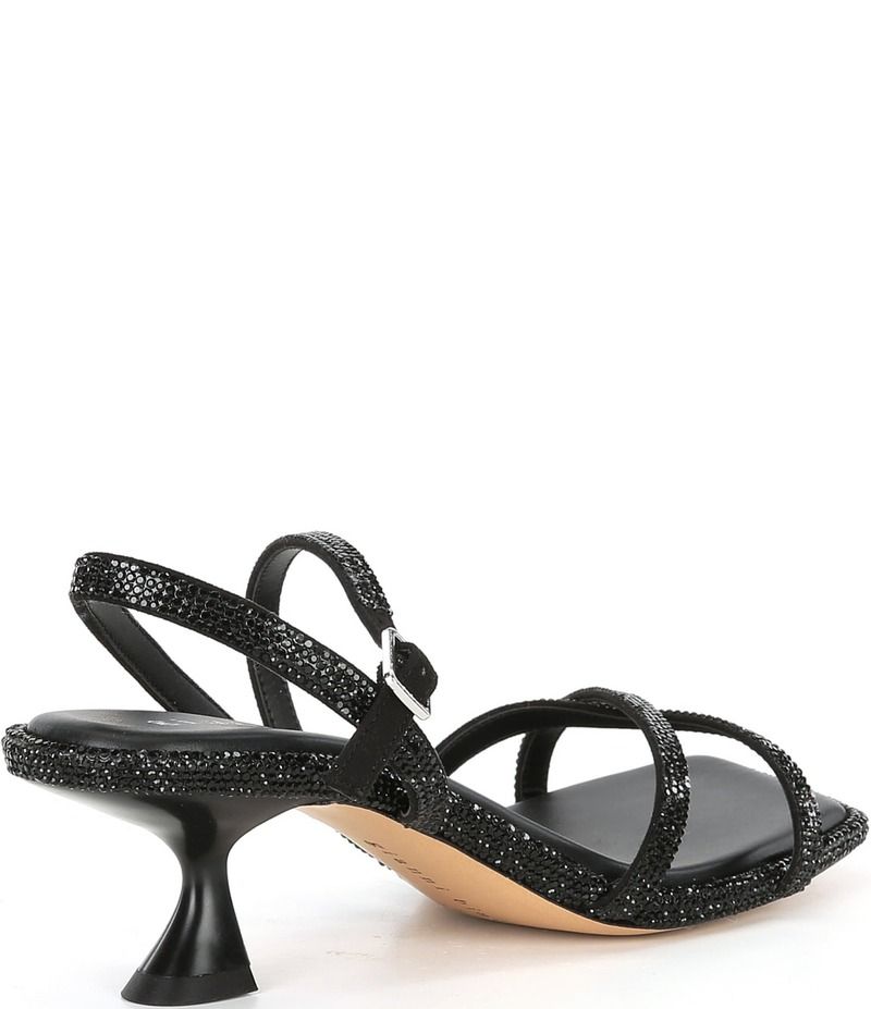 ジャンビニ レディース シューズ サンダル ヒール Gianni Bini Alyx Rhinestone Strappy Kitten Heel Dress Sandals Black ブラック