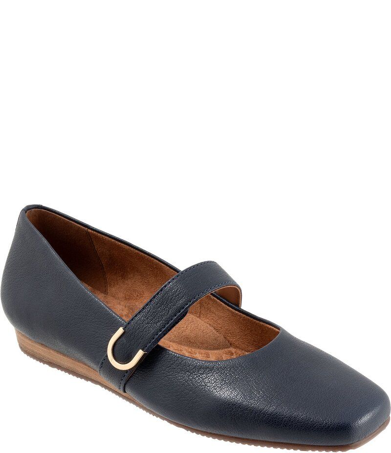ソフトウォーク レディース シューズ パンプス レザー SoftWalk Valdivia Leather Mary Jane Flats Navy ネイビー