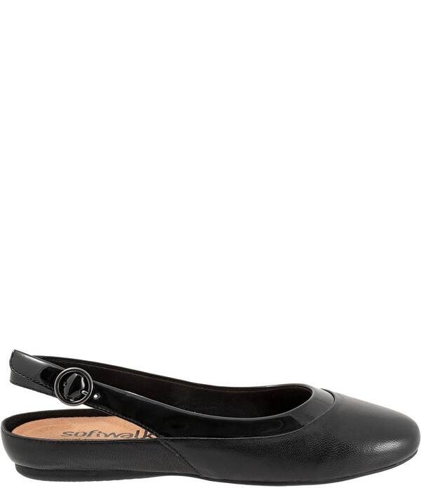 ソフトウォーク レディース シューズ パンプス レザー SoftWalk Sheffield Leather Slingback Flats Black ブラック