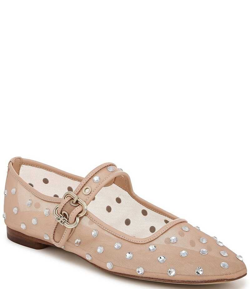 サムエデルマン レディース シューズ パンプス メッシュ Sam Edelman Michaela Shine Mesh Gem Embellished Mary Jane Flats Vintage Pink ピンク