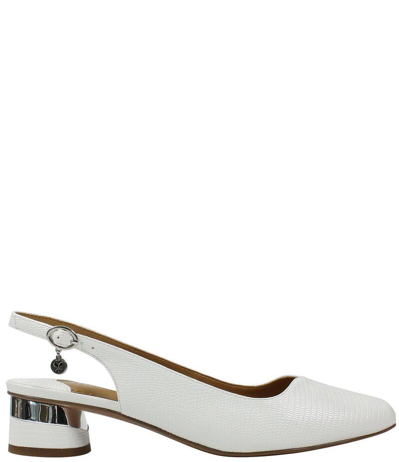 ジェイレニー レディース シューズ ヒール J Renee Taveta Lizard Embossed Slingback Block Heel Pumps White Lizard Print ホワイト