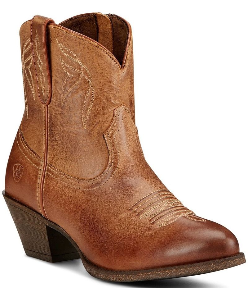 アリアト レディース シューズ ブーツ・レインブーツ レザー ヒール Ariat Darlin Short Leather Block Heel Western Boots Burnt Sugar