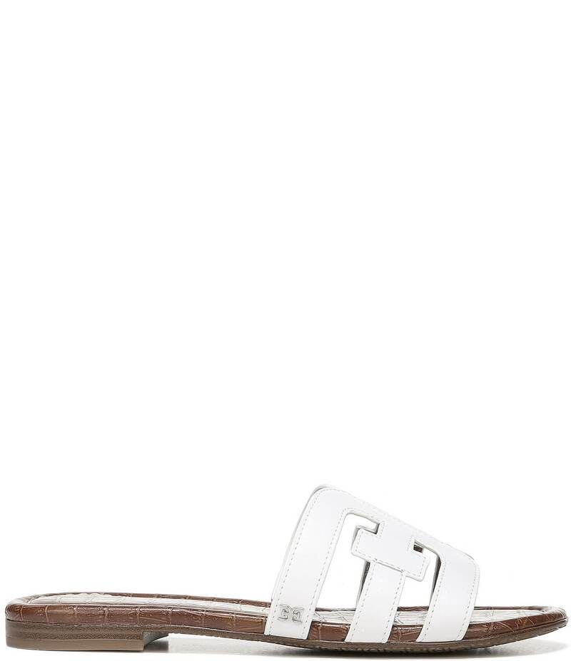 サムエデルマン レディース シューズ パンプス サンダル レザー ロゴ Sam Edelman Bay Leather Double E Logo Slide Sandals Bright White ホワイト