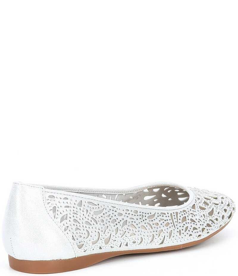 アレックスマリー レディース シューズ パンプス トール Alex Marie Altana Metallic LaserCut Rhinestone Flats Silver シルバー