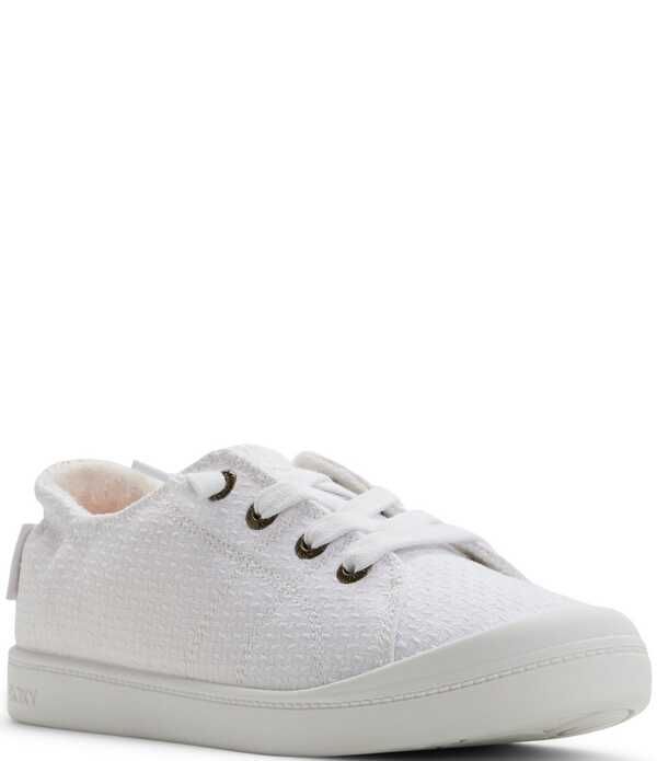 ロキシー レディース シューズ スニーカー プラスサイズ レース Roxy Bayshore Plus II Woven Laced Slip On Sneakers White ホワイト