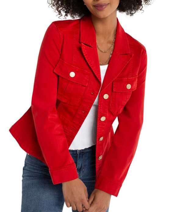 リヴァプール ロサンゼルス レディース アウター コート ジャケット Liverpoolos Angeleslub Twill Peak Lapel Collar Long Sleeve Peplum Jacket Fire Brick