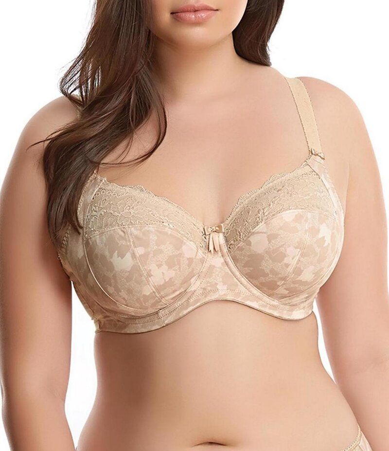 エロミ レディース アンダーウェア ブラジャー レース Elomi Morgan LaceTrimmed FullBusted Contour UBack Underwire Bra Toasted Almond