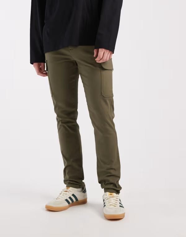 エイソス メンズ ボトムス カジュアルパンツ カーゴパンツ ASOS DESIGN skinny cargo pants Khaki カーキ