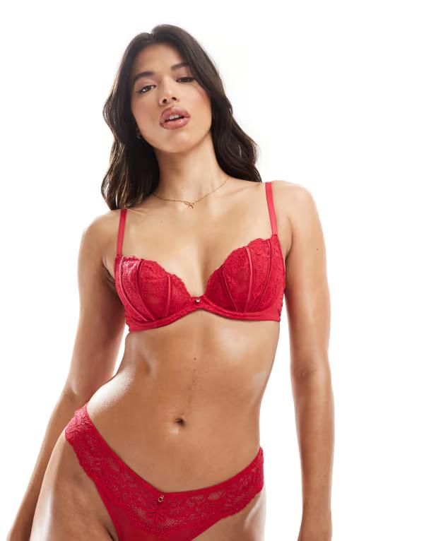 アンサマーズ レディース アンダーウェア ブラジャー レース Ann Summersexy Lace non padded plunge bra RED レッド