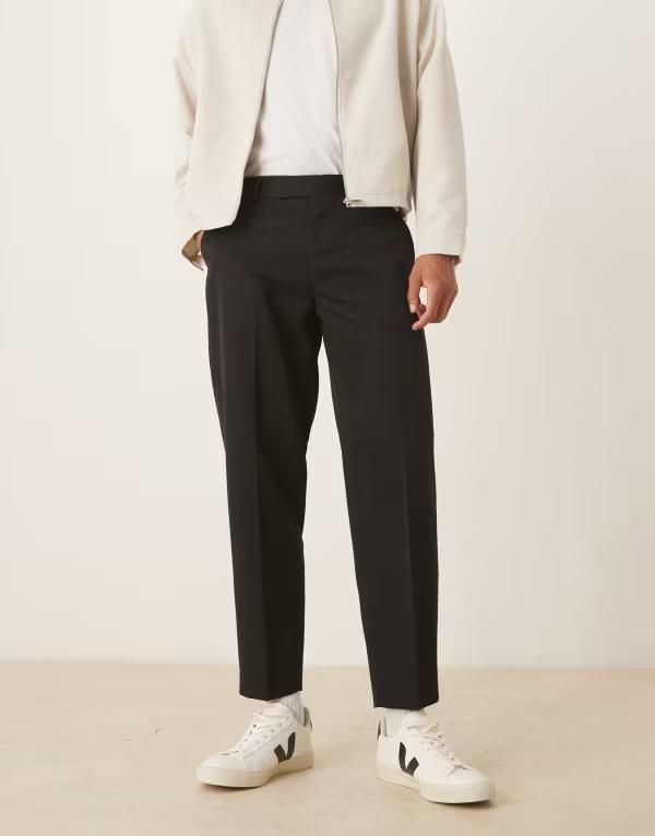 エイソス メンズ ボトムス カジュアルパンツ ASOS DESIGN smart oversized tapered pants Black ブラック