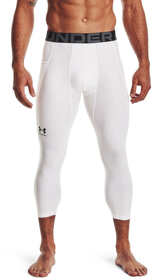 アンダーアーマー メンズ ボトムス カジュアルパンツ レギンス Under Armour Mens HeatGearmour 34 Leggings WhiteBlack ホワイト