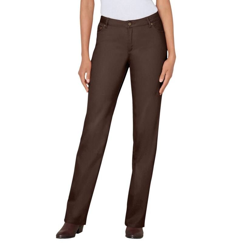 ウーマン ウィズイン レディース ボトムス デニムパンツ プラスサイズ ジーンズ Woman Within Plusize StraightLeg Stretch Denim FivePocket Jeans Chocolate チョコレート
