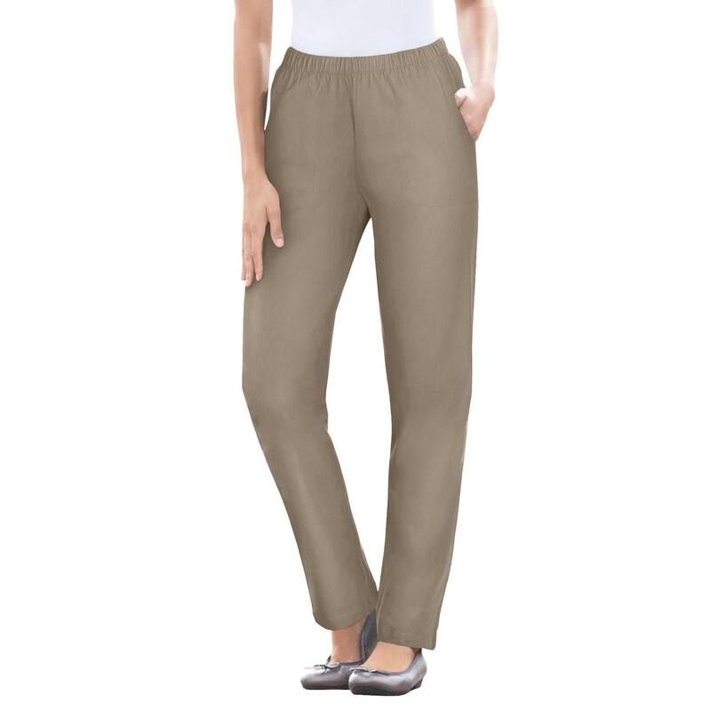ウーマン ウィズイン レディース ボトムス デニムパンツ ストレート プラスサイズ プチ ジーンズ Woman Within Plusize Petite Straight Leg Fineline PullOn Stretch Denim Jeans Bar